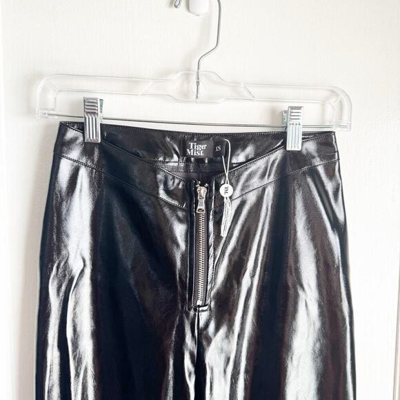 Tiger Mist Black Faux Patent Leather Leggings NWOT Going Out Statement Size XS - Picture 2 of 13